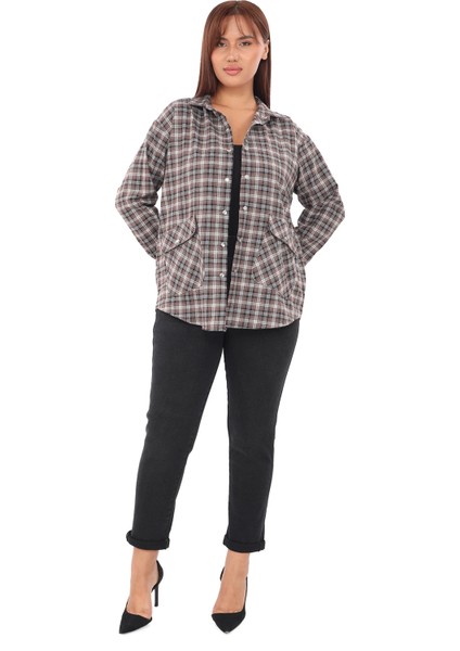 Ekose Dokuma Cepli Büyük Beden Kadın Gömlek fiyatları