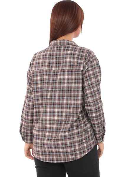 Ekose Dokuma Cepli Büyük Beden Kadın Gömlek modelleri