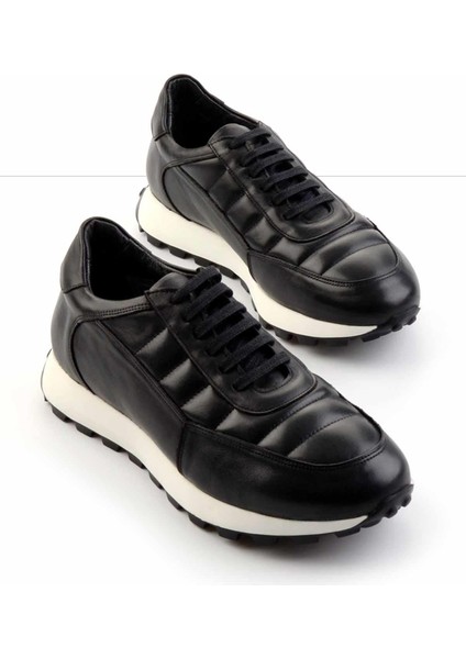 Siyah Deri Erkek Sneaker E01757709303