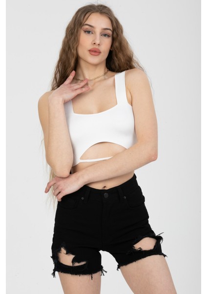 Kadın Askılı Triko Crop 2560