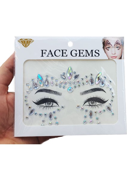 Hologram Kendinden Yapışkanlı Festival Yüz Taşı Sticker Face Gems modelleri
