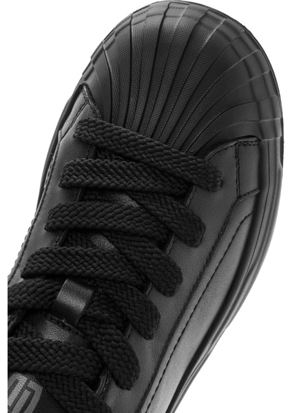 Erkek Siyah Bağcıklı Deri Sneaker 24WFD690218