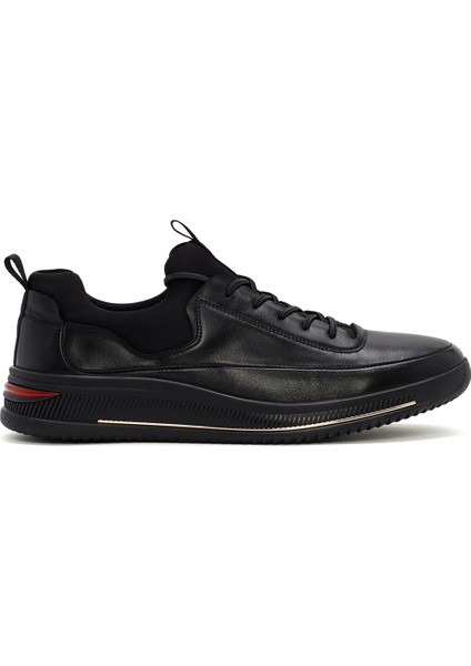 Erkek Siyah Bağcıklı Deri Sneaker 24WFD691418
