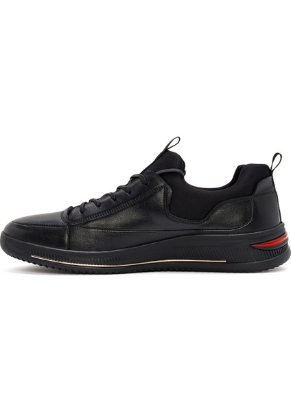 Erkek Siyah Bağcıklı Deri Sneaker 24WFD691418