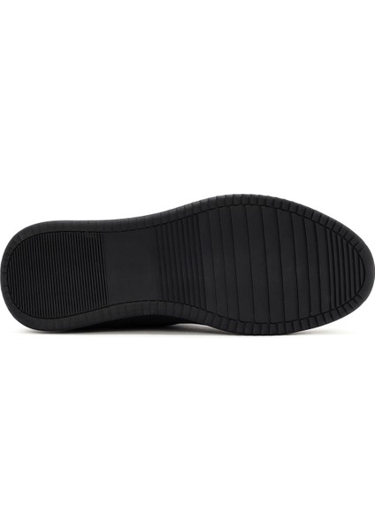 Erkek Siyah Bağcıklı Deri Sneaker 24WFD691418