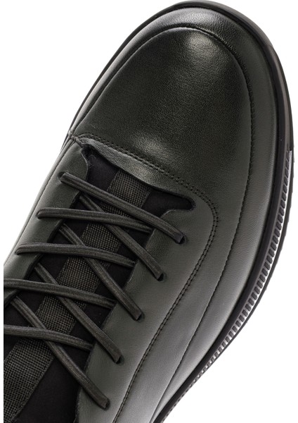 Erkek Yeşil Bağcıklı Deri Sneaker 24WFD691418