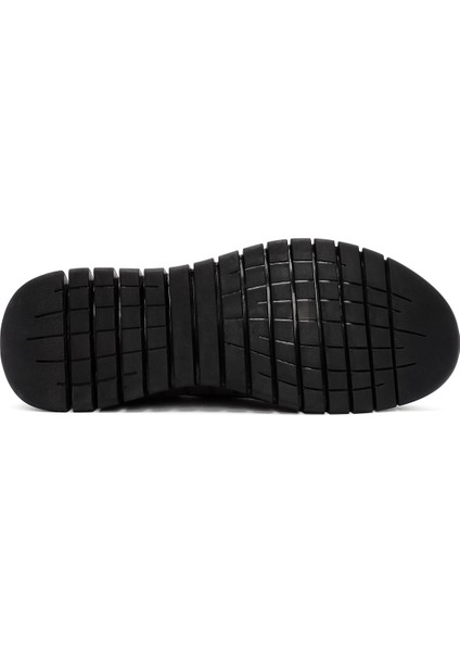 Erkek Siyah Bağcıklı Deri Casual Sneaker 24WFD692718