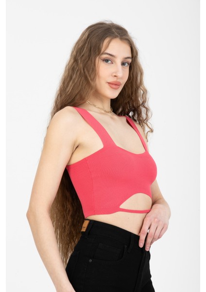 Kadın Askılı Triko Crop 2560