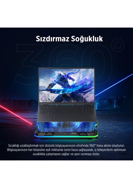 Yeti 2200RPM Rgb Işıklı LED Display Gaming Laptop Notebook soğutucu stand