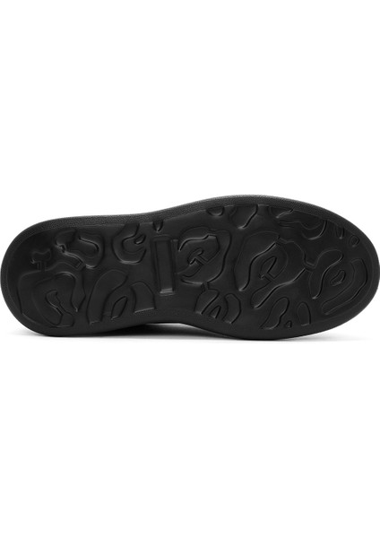 Erkek Siyah Bağcıklı Kalın Tabanlı Deri Sneaker 24WFD690318 indirimleri