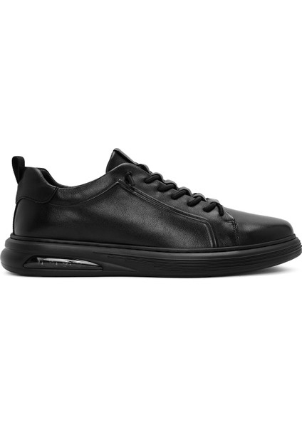 Erkek Siyah Bağcıklı Deri Sneaker 24WFD690518