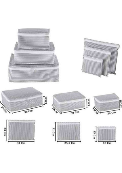 Bavul Içi Düzenleyici Valiz Organizer 6 Lı Set - Çizgili