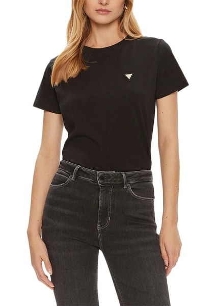 Kadın Siyah Logolu T-Shirt