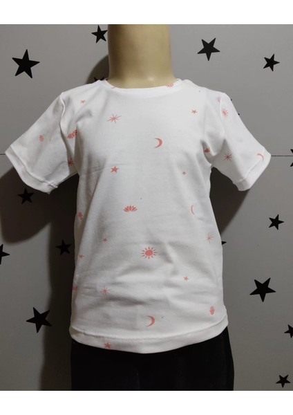 Kızçocuk T-Shirt Beyaz Desenli