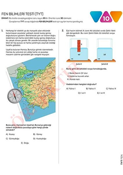 Tyt Fen Bilimleri 10'lu Branş Denemeleri | Video Çözümlü | Ösym Tarzında
