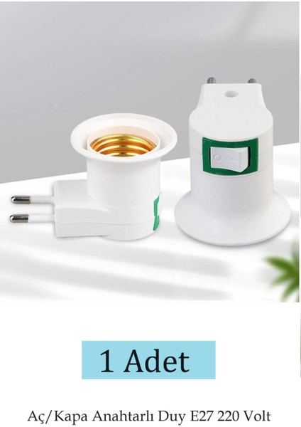 Duy E27 Aç/kapa Anahtarlı Standart Ampul Duyu Prize Takılan 220 Volt