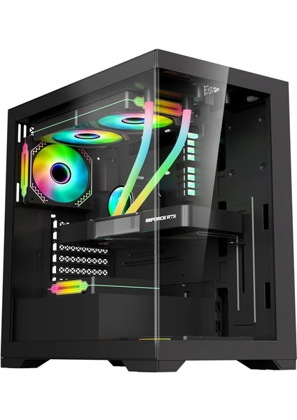 MG210 4x Rgb Fan USB 3.0 Powersız Siyah m-Atx-itx Gaming Oyuncu Kasası