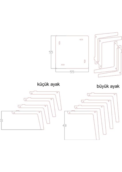 Montessori Etkinlik Masası - 2-6 Yaş Çocuk Masası - Plywood - 55x55 Cm