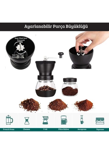 Manuel Seramik Çekirdek Kahve Öğütücüsü - Türk Kahvesinden Espresso'ya, Dreamgift Kahve Değirmeni ile Lezzet Sizin Kontrolünüzde!