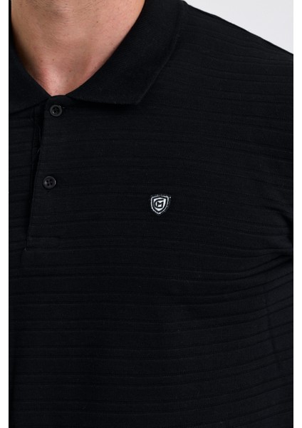 Erkek Pamuklu Kumaş Slim Fit Kesim 2-Li Polo Yaka T-Shirt - Siyah Siyah fırsatları