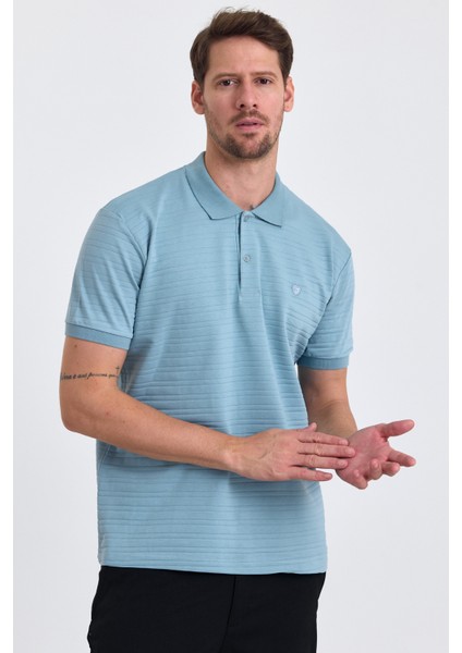 Erkek Pamuklu Kumaş Slim Fit Kesim 2-Li Polo Yaka T-Shirt - Beyaz Mavi modelleri