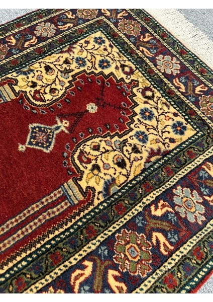 El Dokuma Bünyan Halısı Seccade 86X140 Koyu Kremit Yün Namazlık modelleri