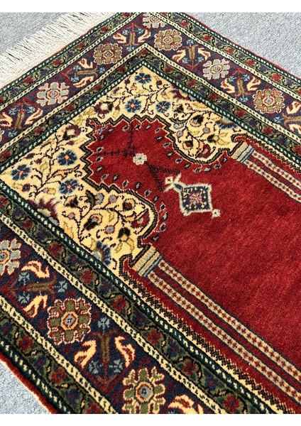 El Dokuma Bünyan Halısı Seccade 86X140 Koyu Kremit Yün Namazlık fırsatları