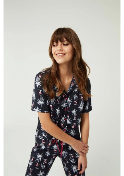 Pijama Takım Pamuk Amelie Navy 2'li Takım