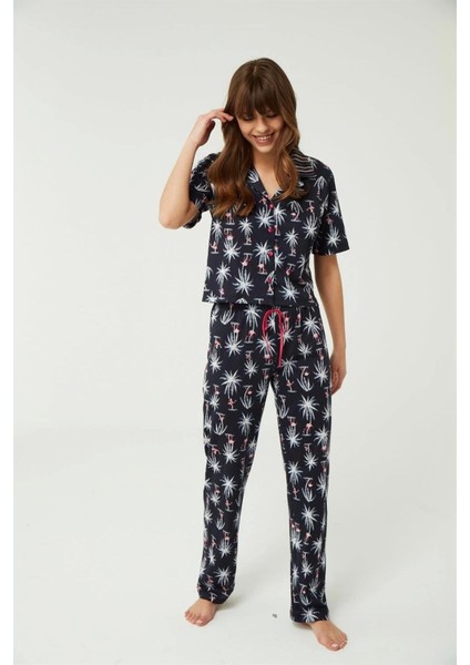 Pijama Takım Pamuk Amelie Navy 2'li Takım