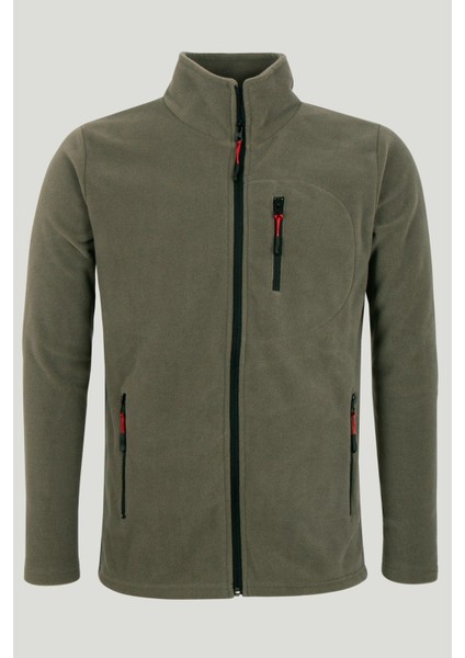 Haki Renk Fermuarlı 3 Cepli Polar 1209 - Haki