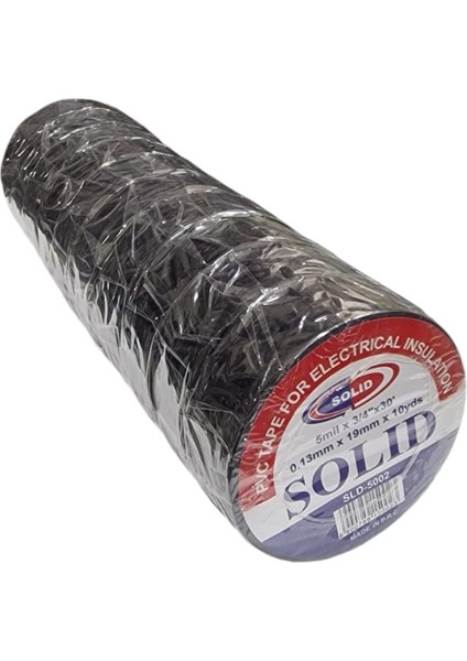 0,13MM x 19MM x 10YDS Pvc Elektrik Izalasyon Bantları Siyah - 10 Adet