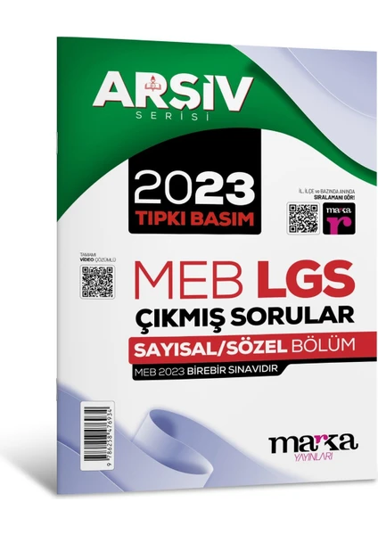 Marka Yayınları 2023 Lgs 8. Sınıf Arşiv Serisi Tıpkı Basım Çıkmış Sorular Tamamı Video Çözümlü