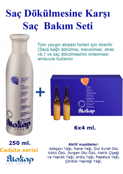 Caduta - Caduta - Saç Dökülmesine Karşı Saç Bakım Seti: Şampuan 250 ml. + Saç Serumu 6 Amp. x 4 Ml.