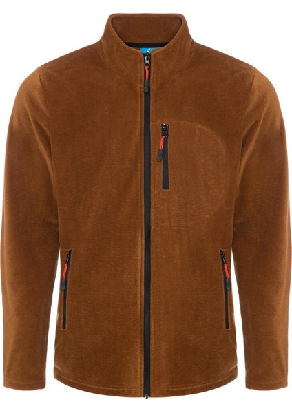 Kahverengi Tam Fermuarlı 3 Cepli Erkek Polar - Karamel fiyatları