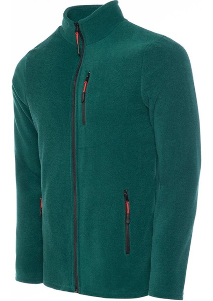 Koyu Yeşil Renk Tam Fermuarlı 3 Cepli Erkek Polar - Koyu Yeşil fırsatları