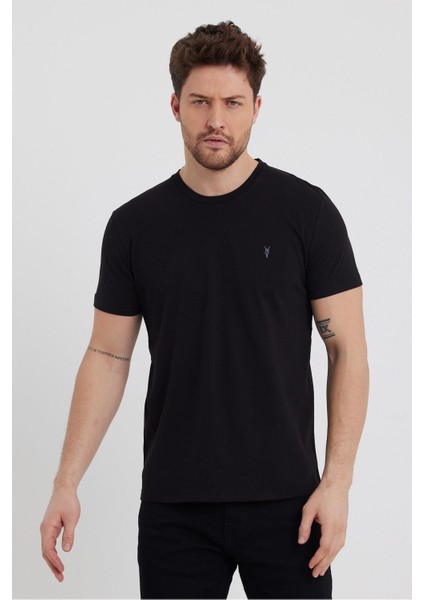 Erkek Siyah Beyaz Bordo %100 Pamuk 3 Lü T-Shirt Paketi