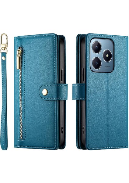 Realme C61 Bilek Kayışı Kickstand Çok Fonksiyonlu Kart Yuvaları Için Flip Case (Yurt Dışından)