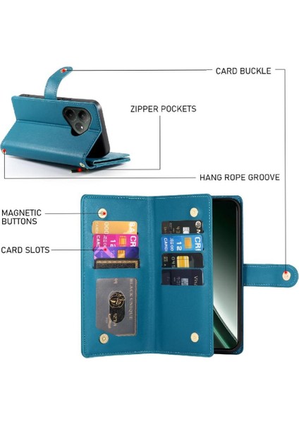 Realme Gt6 5g Çok Fonksiyonlu Kart Yuvaları Cüzdan Bölmesi Için Flip Case (Yurt Dışından) fırsatları