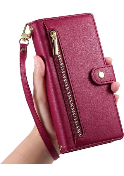 Oppo A3 Pro 5g Bilek Kayışı Cüzdan Bölmesi Kickstand Kart Için Flip Case (Yurt Dışından)