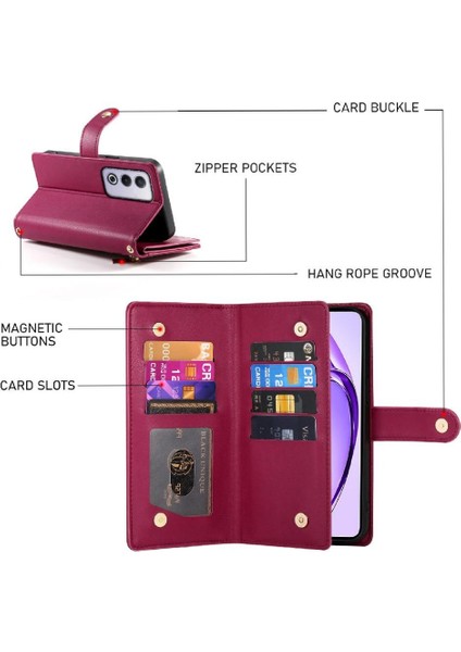 Oppo A3 Pro 5g Bilek Kayışı Cüzdan Bölmesi Kickstand Kart Için Flip Case (Yurt Dışından)