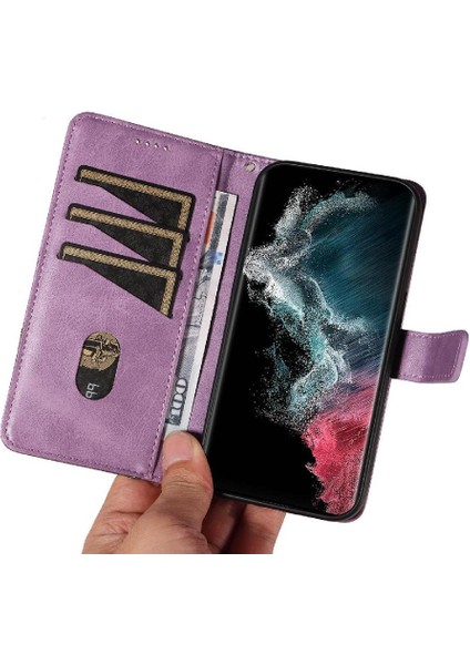 Elmas Dikiş Deri Çanta ile Samsung Galaxy S22 Ultra Için Flip Case (Yurt Dışından) fırsatları