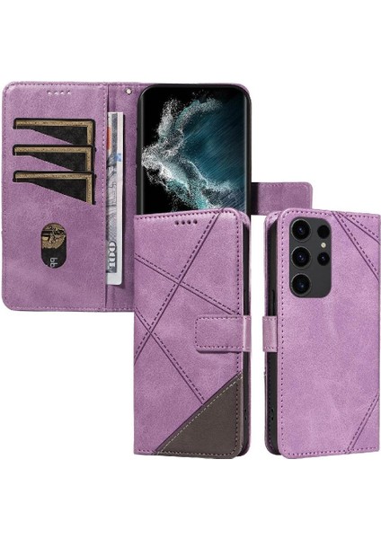 Elmas Dikiş Deri Çanta ile Samsung Galaxy S22 Ultra Için Flip Case (Yurt Dışından) indirimleri