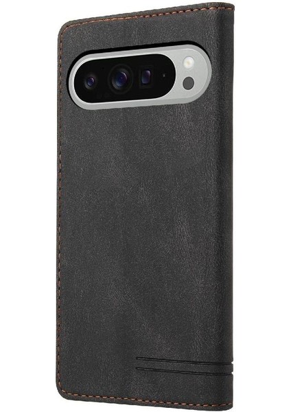 Google Piksel 9 Pro Xl Kickstand Iki Kart Yuvaları Premium Deri Için Kılıf (Yurt Dışından)