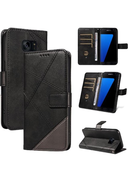 Elmas Dikiş Deri Telefon ile Samsung Galaxy S7 Kenar Için Flip Case (Yurt Dışından)