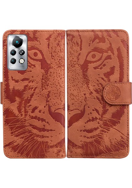 Infinix Not 11 Pro Kickstand Koruyucu Kabartmalı Sevimli Kaplan Için Flip Case (Yurt Dışından)