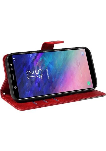 Elmas Dikiş ve Kart Yuvası ile Samsung Galaxy A6 Plus Için Flip Case (Yurt Dışından)