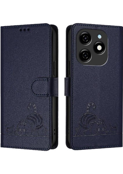 Tecno Spark 20 Kedi Rfıd Cüzdan Flip Kapak Kart Yuvası Tutucu Için Kılıf (Yurt Dışından)