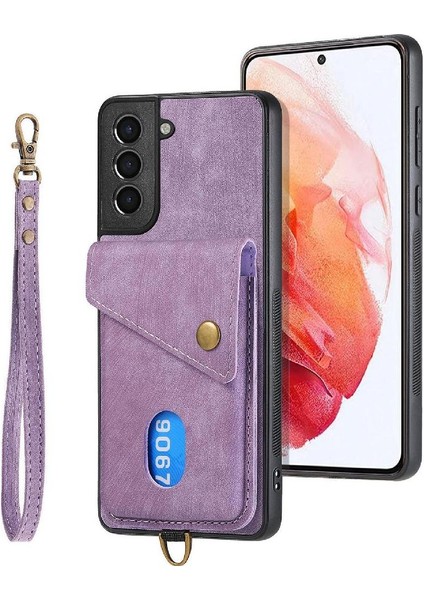 Samsung Galaxy S21 Ayrılabilir Kordon Kart Yuvası Manyetik Kapatma Için Kılıf (Yurt Dışından)