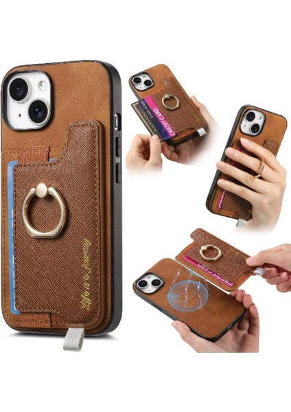 IPhone 14 Için Kılıf Halka Standı Tutucu Manyetik Cüzdan Magsafe Uyumlu (Yurt Dışından)