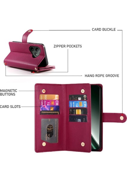 Realme Gt6 5g Çok Fonksiyonlu Kart Yuvaları Cüzdan Bölmesi Için Flip Case (Yurt Dışından) modelleri